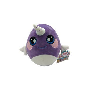 Squishamals Purple White Narwhal Whale Scented Plushie Neil RARE 9" Ages 3+
